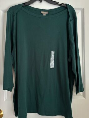 Style & Co. Women's Forest Green Long Sleeve Crew Top
